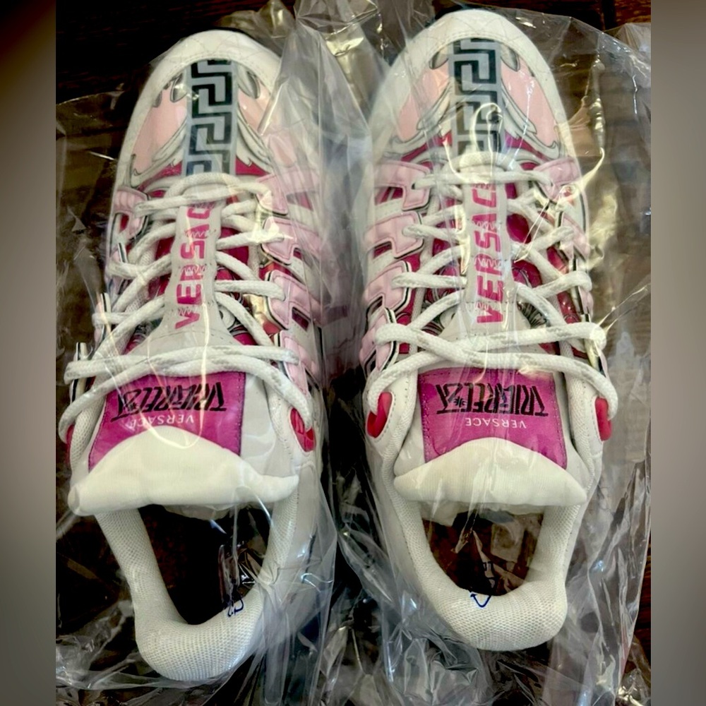 Versace Pink and White Sneakers ..Original and authentic